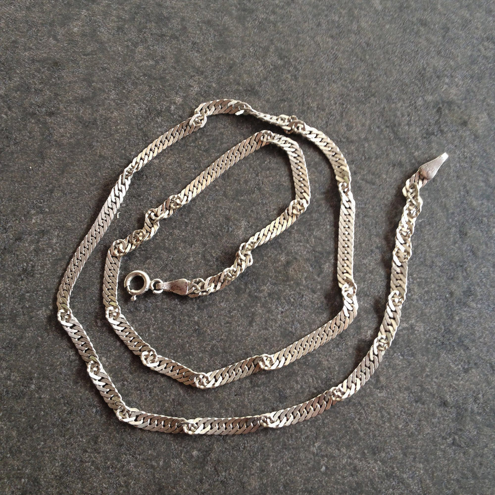 Vintage Flat Sterling Spiral Necklace
